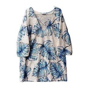 Apt 9 Swimsuit Cover Up 2XL Pullover Palm Semi Sheer Blue Green White